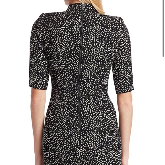 Alice + Olivia Inka Strong-Shoulder Mock Neck Black Dress NWT Size 0 - Picture 2 of 9